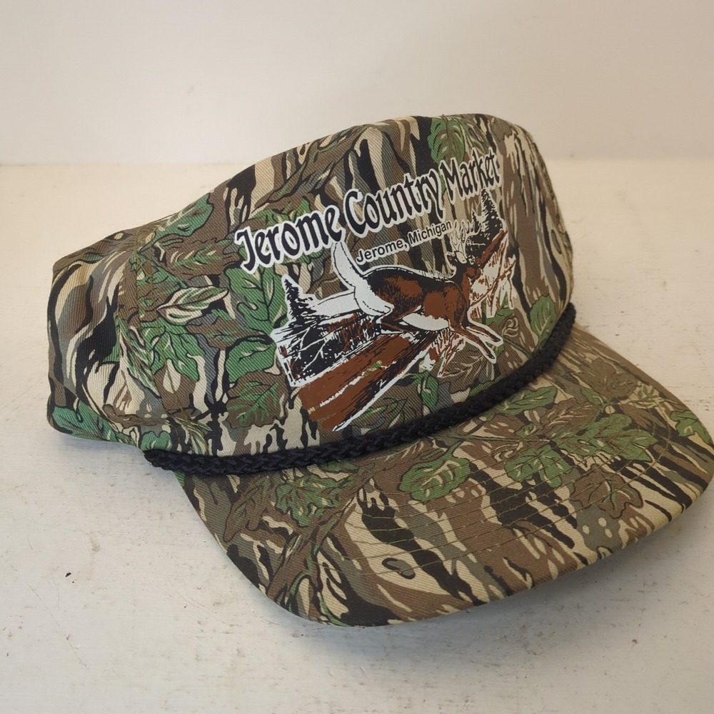 Jerome Country Market Hat Michigan Nugent Camo Hunting Whitetail Deer Hunter